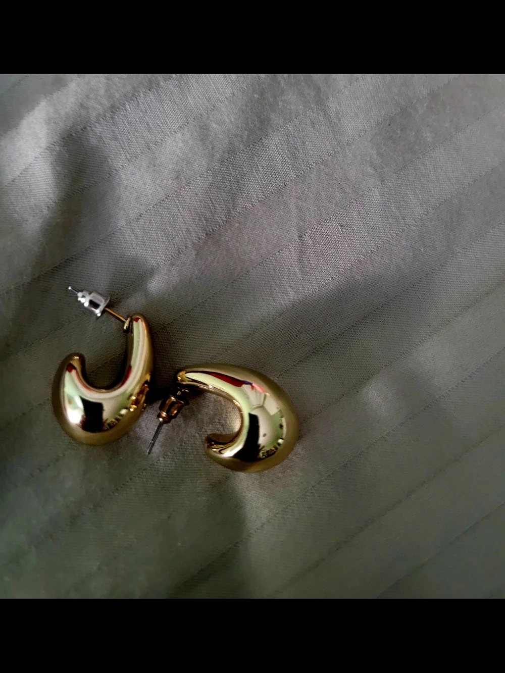 Gold Curved Hoop Stud Earrings